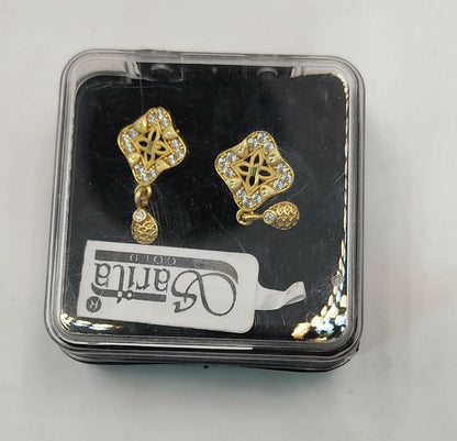 Elegant gold plated square stud earrings styled for everyday and special occasions