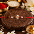 Swastik Pearl Frame Rakhi Traditional Tie for Brothers