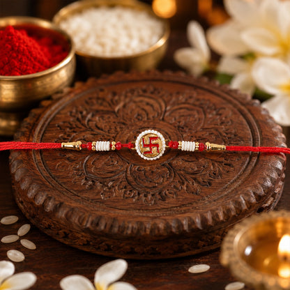 Traditional Rakhi with decorative beads and soft thread