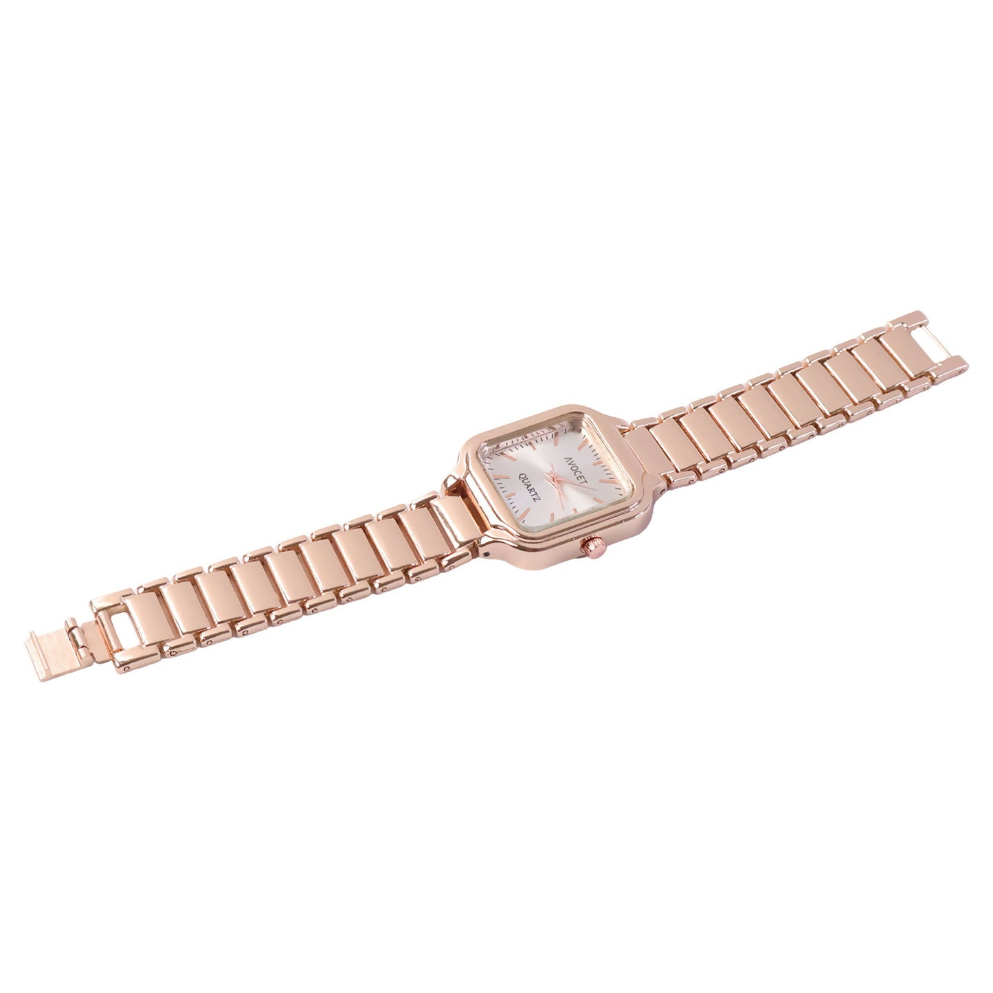 Stylish Rose Gold Square Dial Analog Women’s Watch with Metal Strap