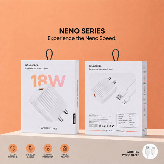 18W Fast Charging USB Wall Adapter with Free Type C Cable