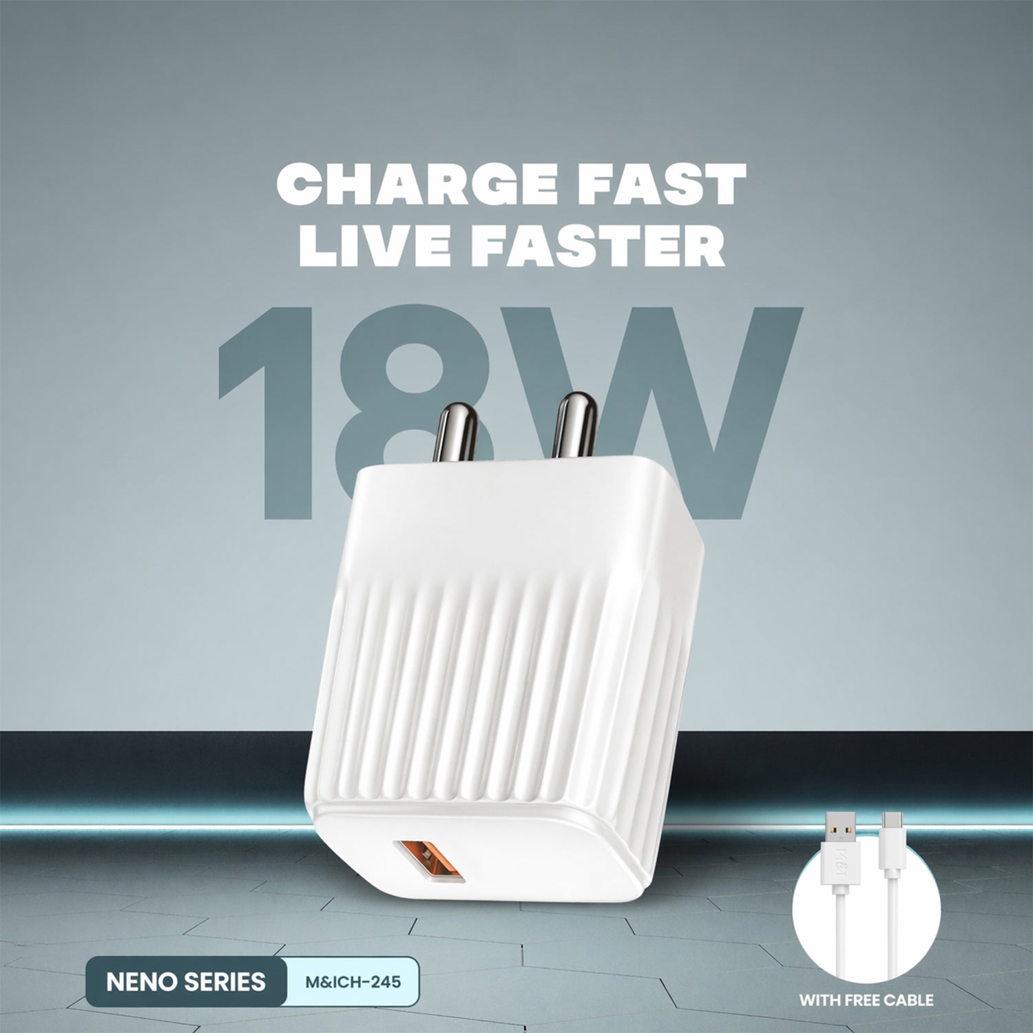 USB charger paired with free Type C charging cable for modern devices