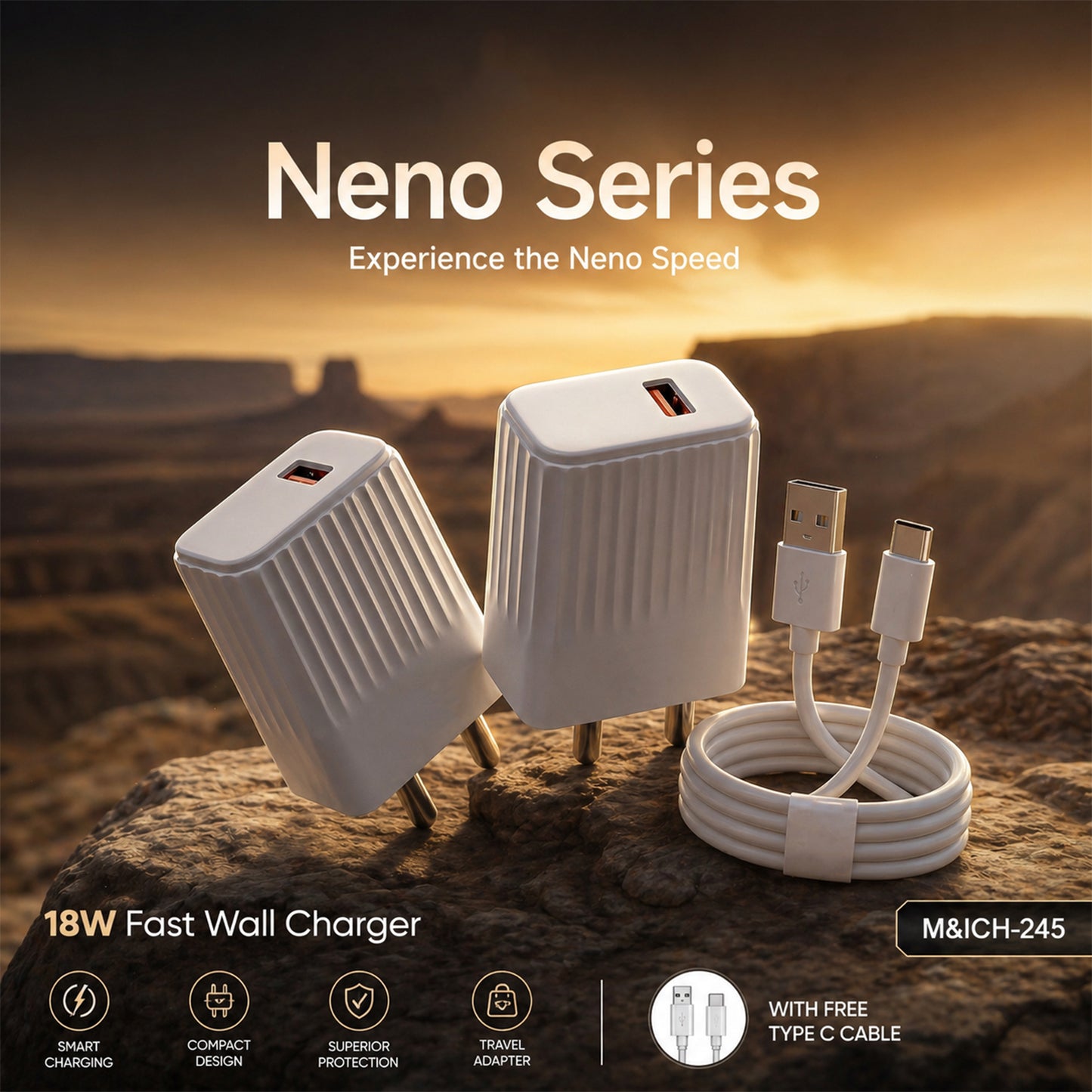 Travel-friendly 18W USB wall charger suitable for smartphones and tablets