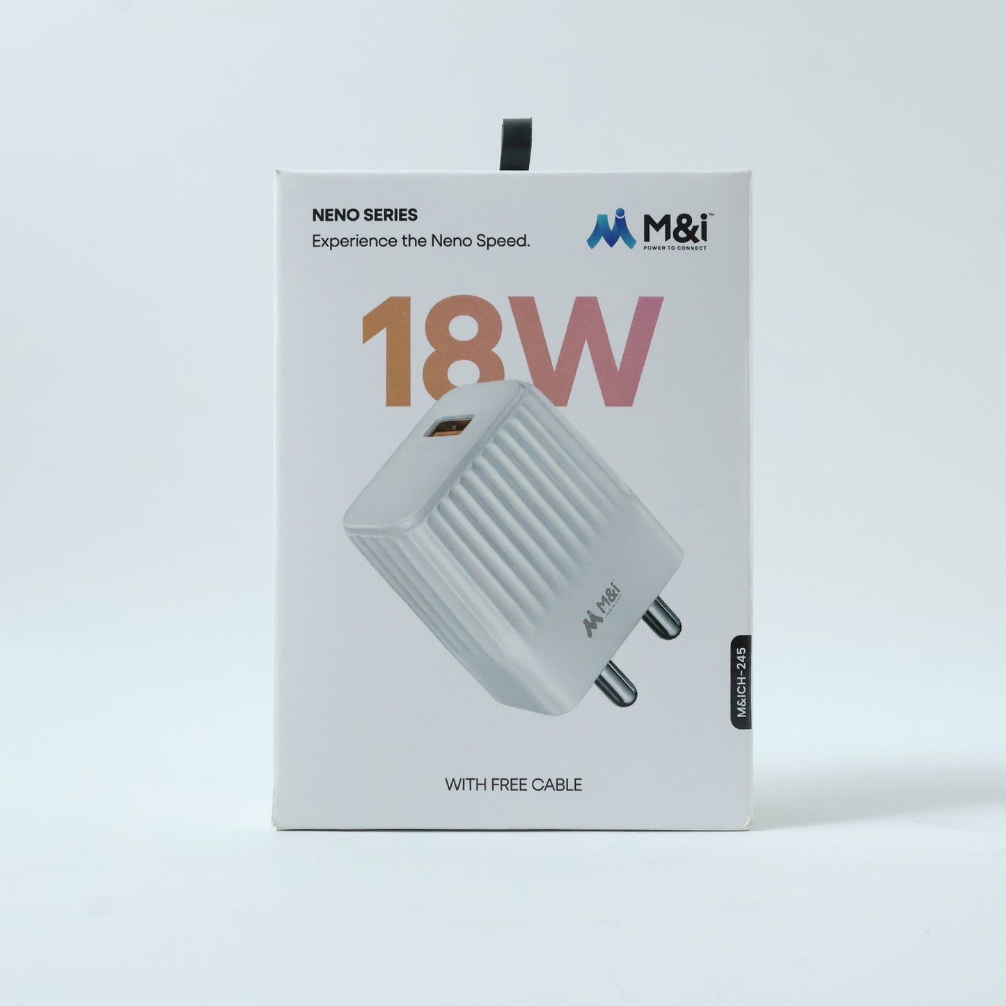 18W USB wall adapter shown in use charging a smartphone via Type C port