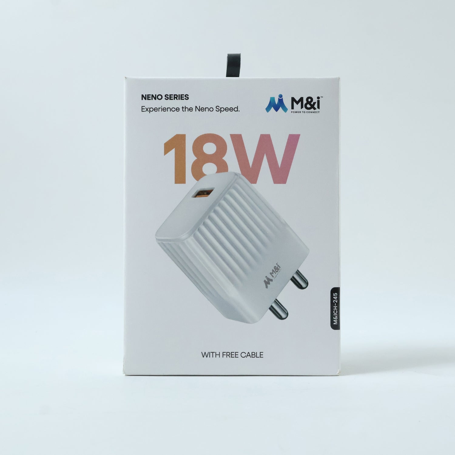 18W USB wall adapter shown in use charging a smartphone via Type C port