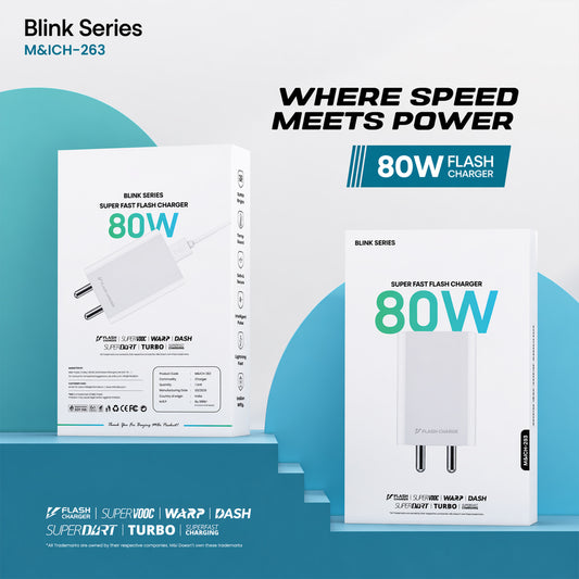 Blink Series 80W Super Fast Flash Charging Power Adapter (1 Pc)