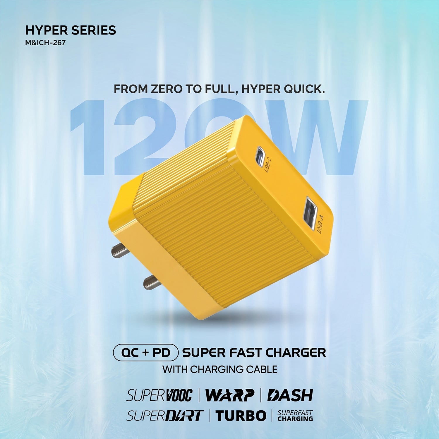 Type-C cable included with power adapter for fast charging