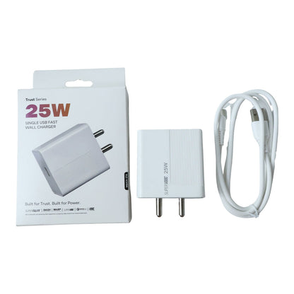 Trust Series 25W Fast Charging Type-C Wall Charger with Type-C Cable
