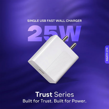 Trust Series 25W Fast Charging Type-C Wall Charger with Type-C Cable