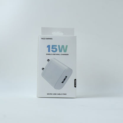 Tezz Series 15W Single USB Wall Charger with Micro USB Cable
