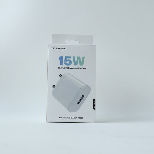 Tezz Series 15W Single USB Wall Charger with Micro USB Cable