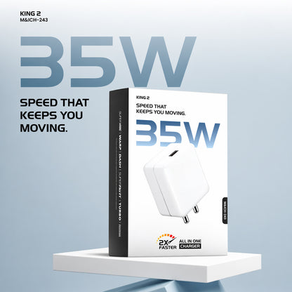 King 2 Series 35W Fast Charging Power Adapter front view