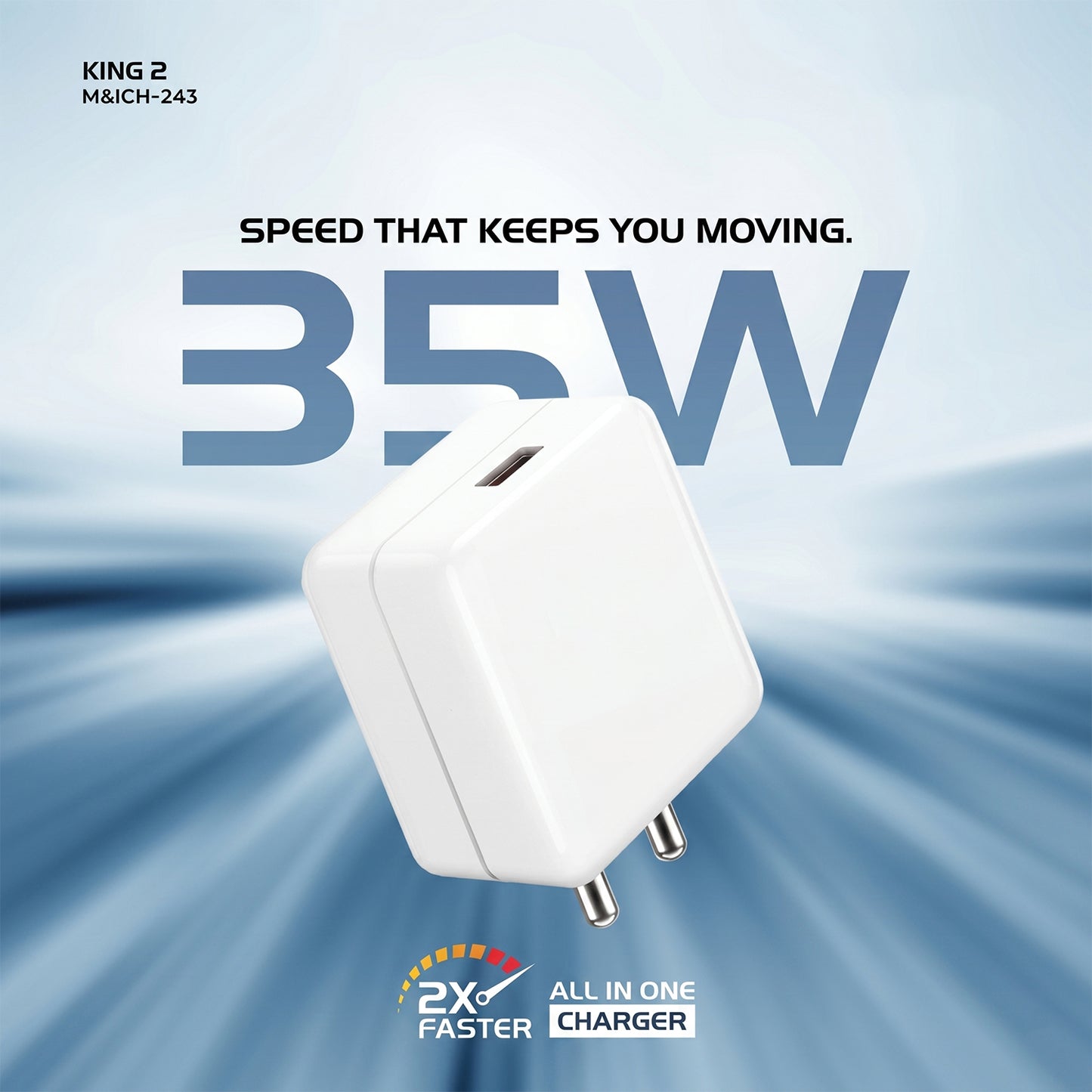 King 2 Series charger plugged into power socket