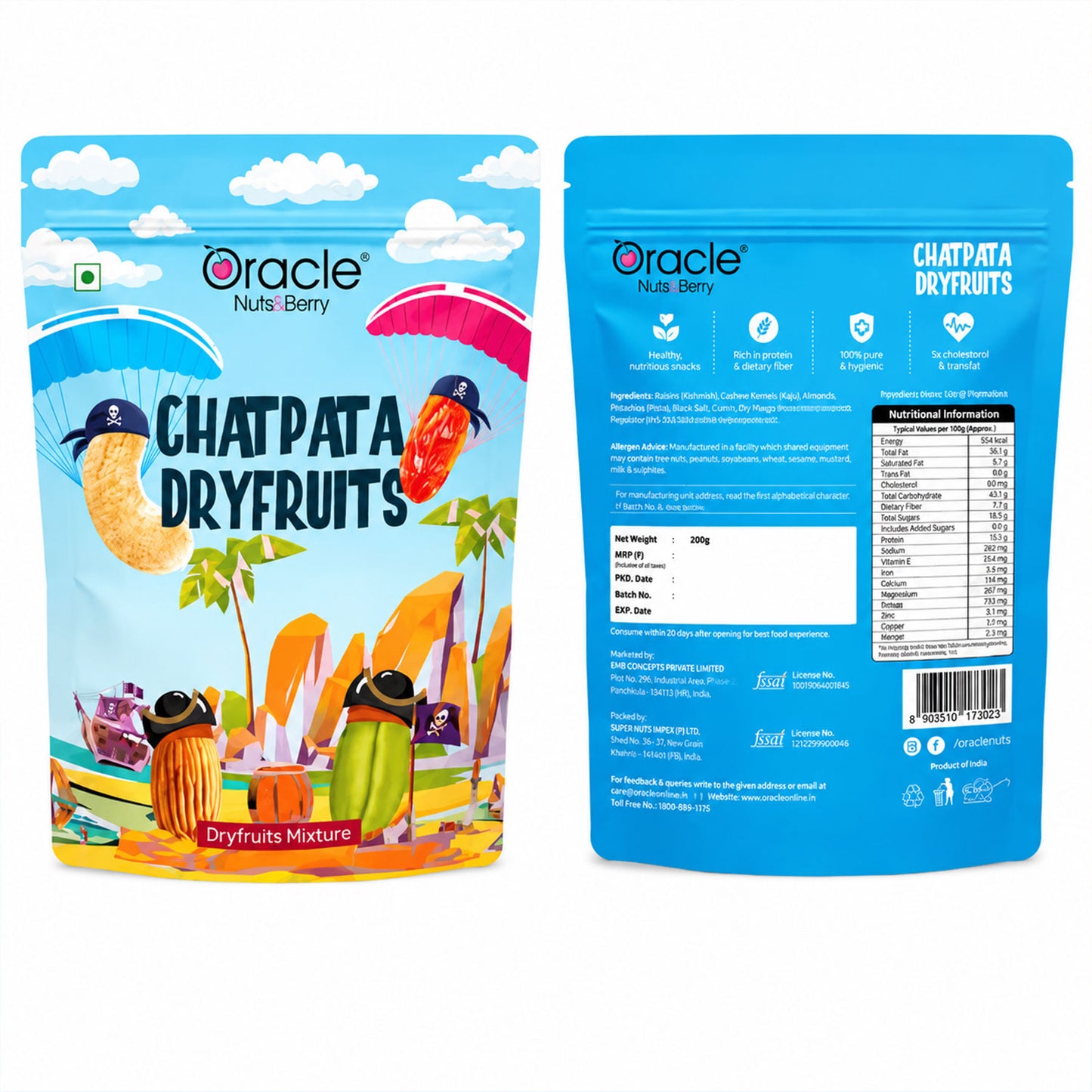 Spicy dry fruits and nuts in Oracle's trail mix, ready to eat.