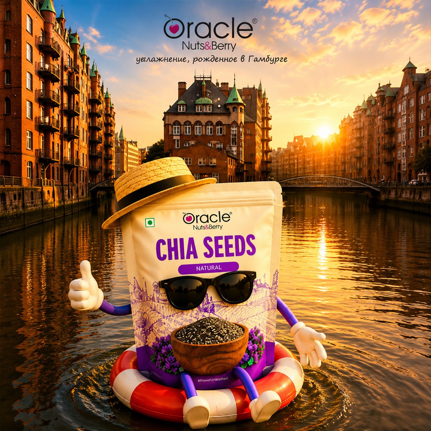 Back of Oracle Chia Seeds pack detailing ingredients and nutritional info.