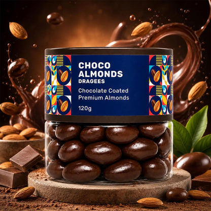 Close-up of crunchy whole almonds covered in luscious chocolate from Oracle