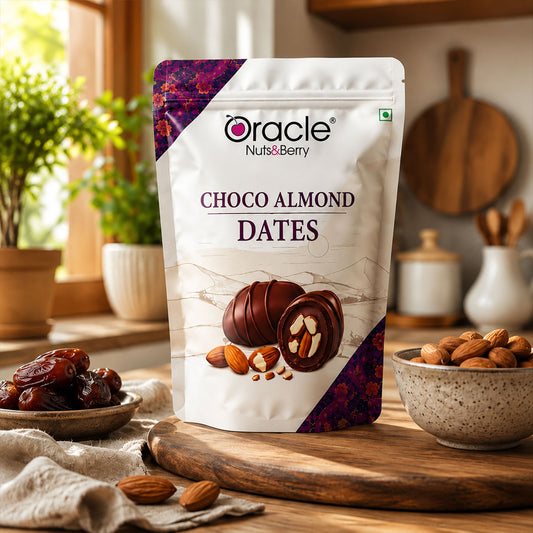 Oracle Choco Almonds Dates, Smooth Chocolate-Coated Almond-Stuffed Premium Dates 200g