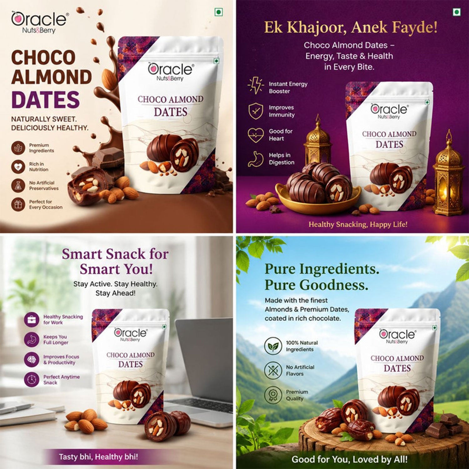 Luxurious dates with chocolate coating and almond stuffing