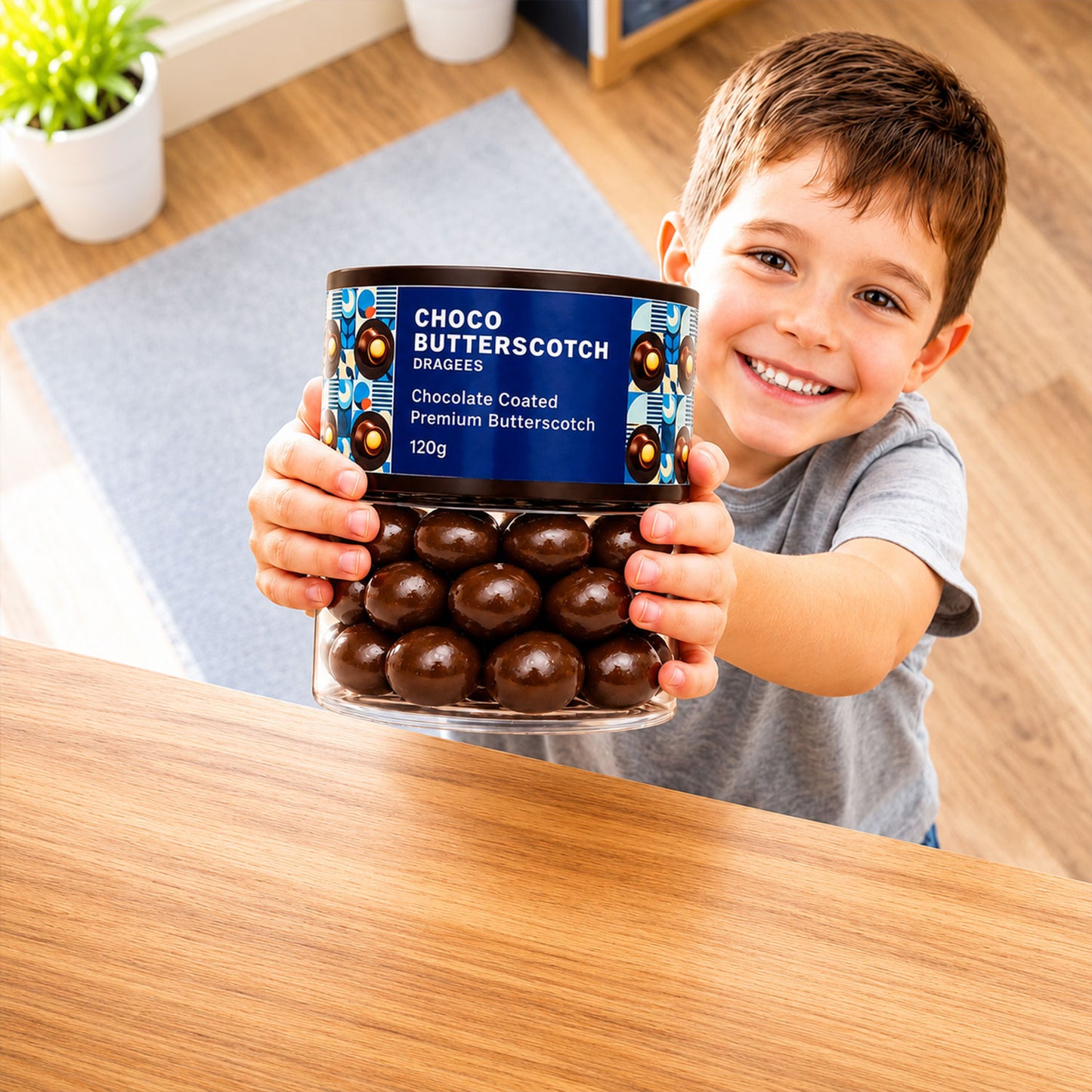 A bowl of Oracle Choco Butterscotch Dragees, perfect for sharing or gifting.