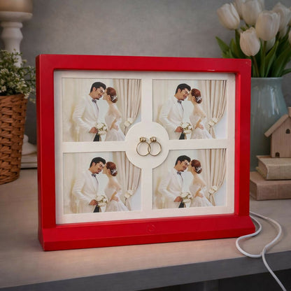 LED Photo Frame Collage 4 Photo Display Decorative Gift Frame