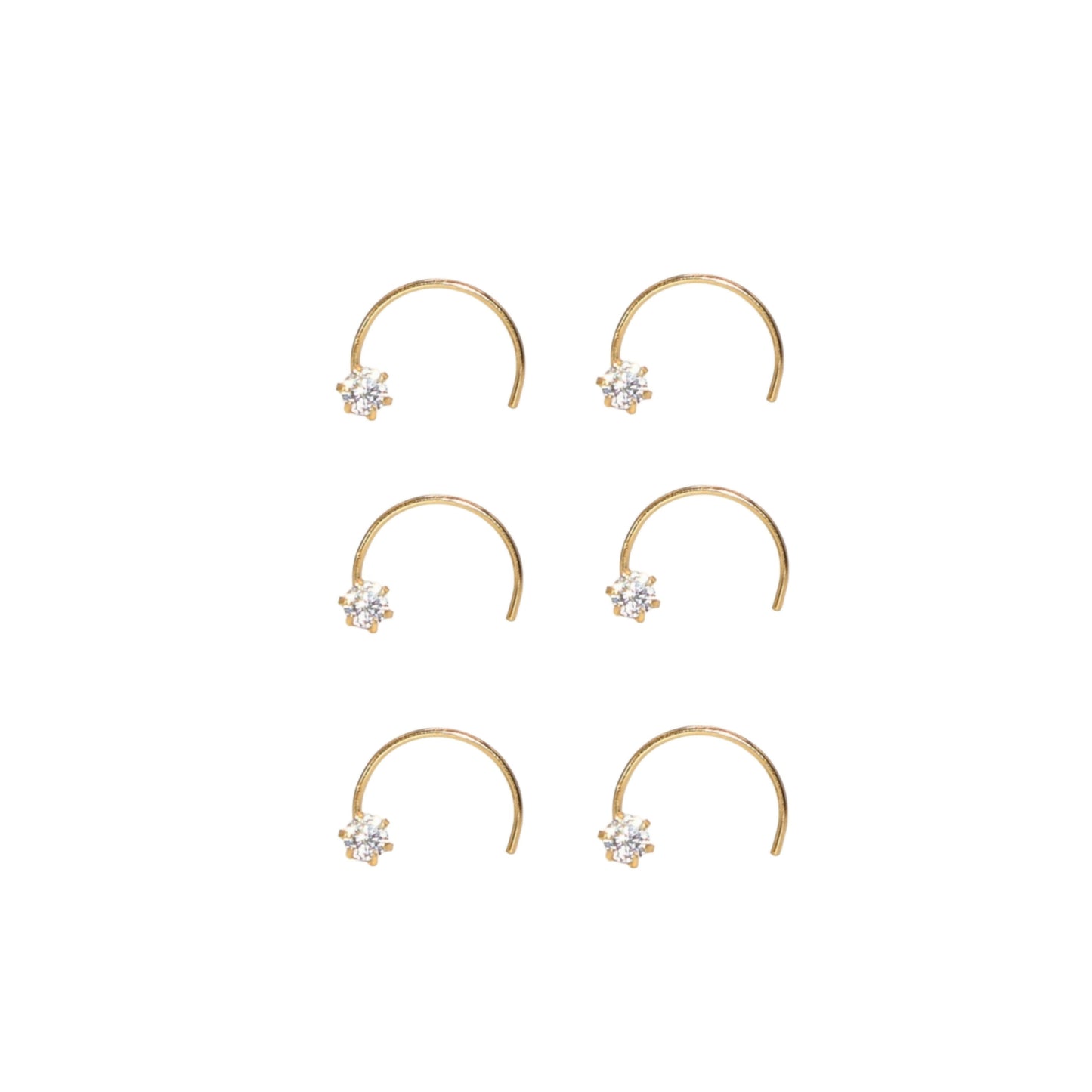 Gold Plated AD Nose Screw Classic Nosepin Laung Koka Nathni Combo Pack of 6