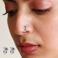 Double-Row Hoop Nose Rings – Two Parallel Lines of CZ Stones Combo Pack