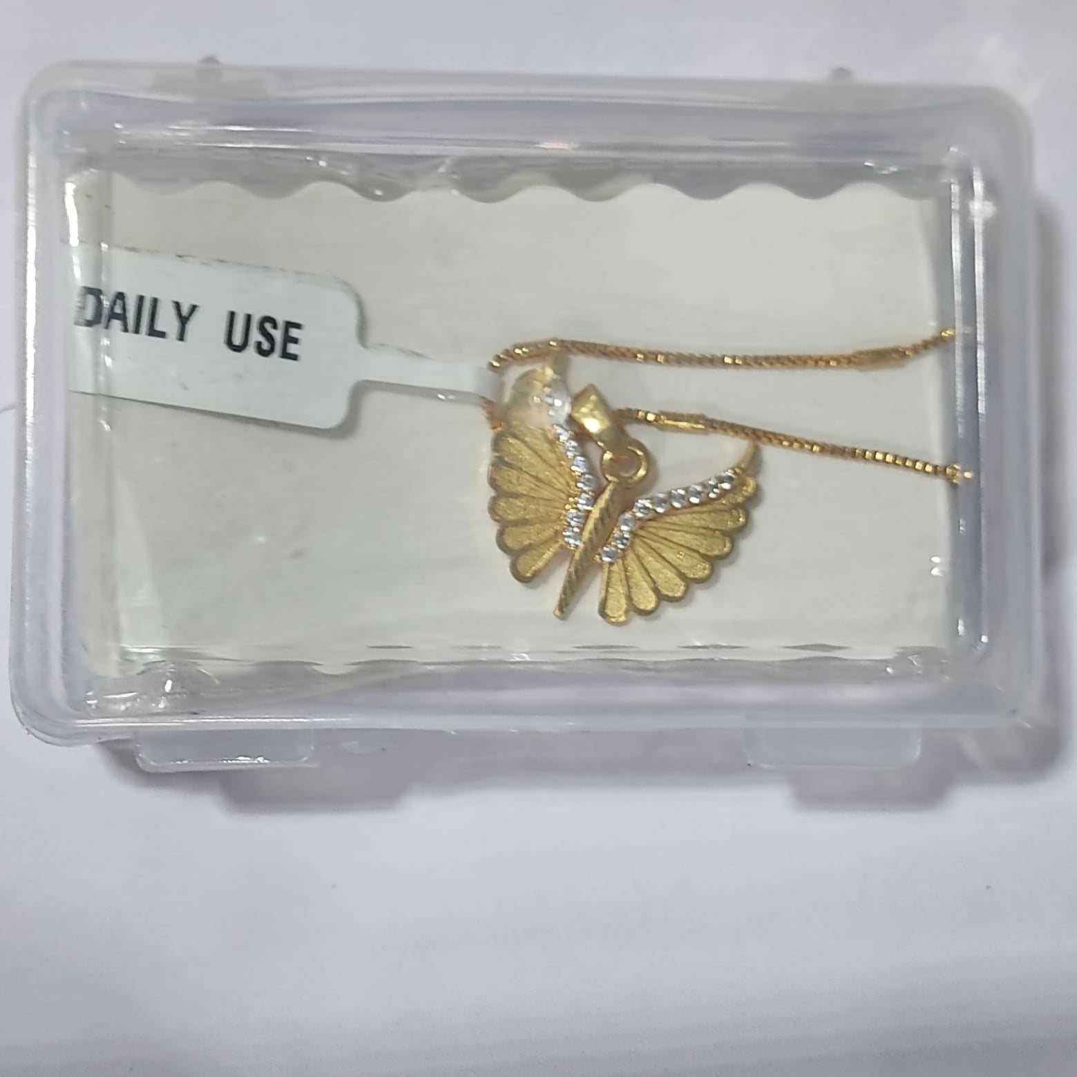 Gold Plated AD Butterfly Wing Pendant Necklace For women and girls