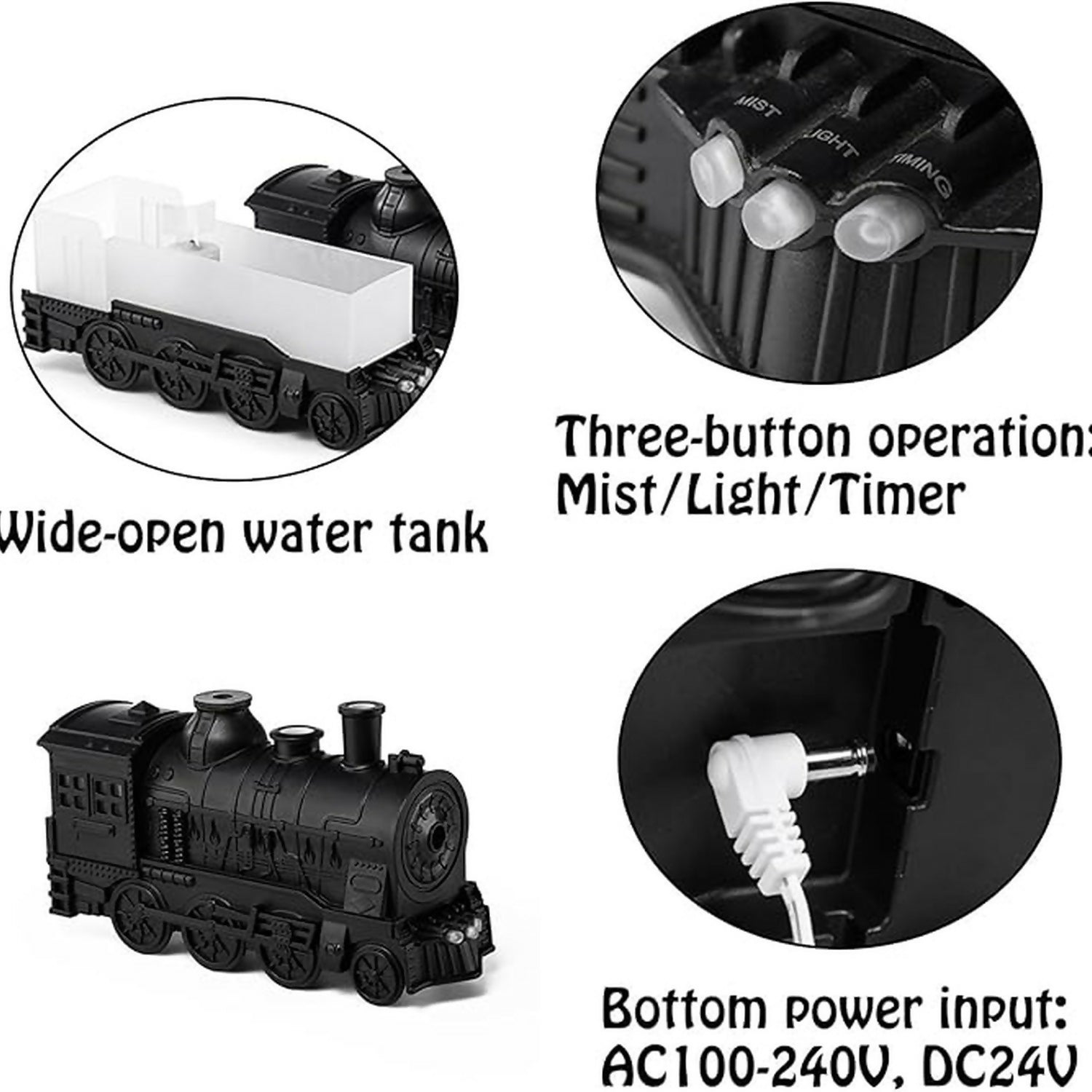 Train-Shaped Aroma Diffuser with Double Spray, Flame Lights & Timer Modes