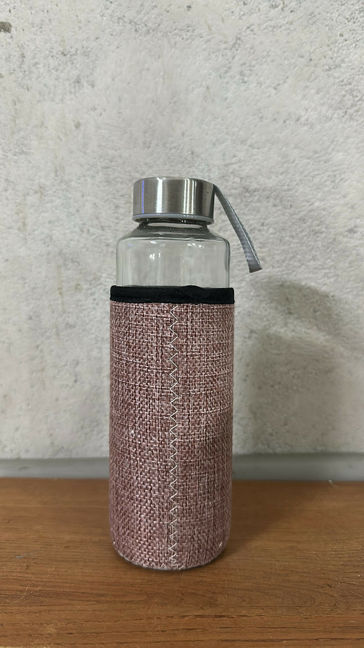 Glass Water Bottle with Fabric Sleeve & Astronaut Print | Reusable Drinking Bottle