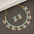 Meenakari Butterfly Necklace Set – Gold-Plated with Pearl Accents