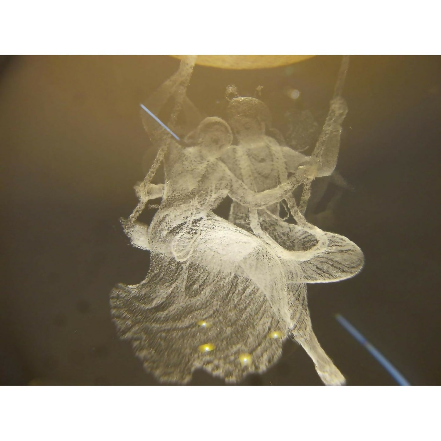 Premium LED Crystal Globe Swing radha krishna Night Lamp | 3D Laser-Engraved Glass Ball Light on Wooden Base | Warm Ambient Light for Bedroom, temple & Gifting