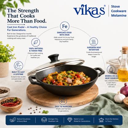 Vikas Kadai side view showing handle