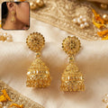 Gold Jhumka Earrings – Elegant Pearl Danglers for Weddings