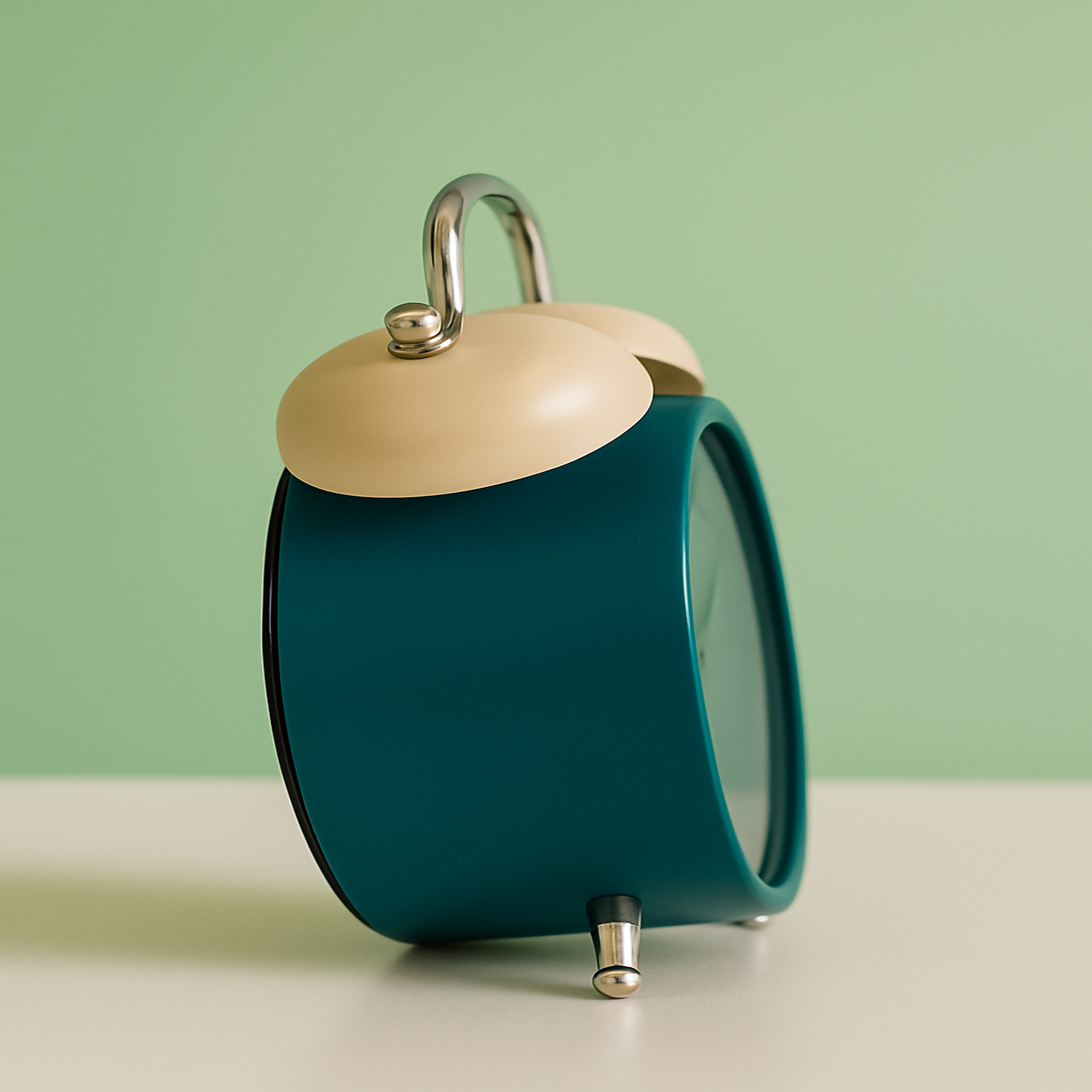 Retro Twin Bell Alarm Clock with Silent Sweep & Night Light – Teal