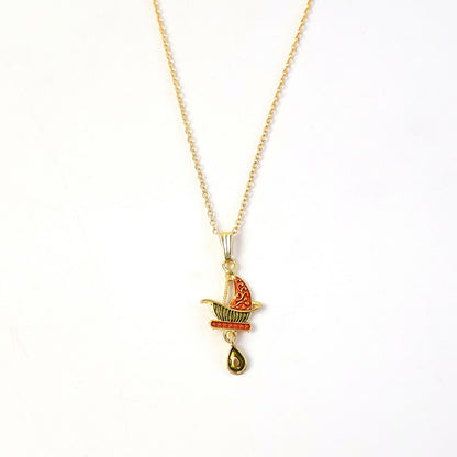 Stylish Steamer Boat Design Pendant Necklace with Chain for Women