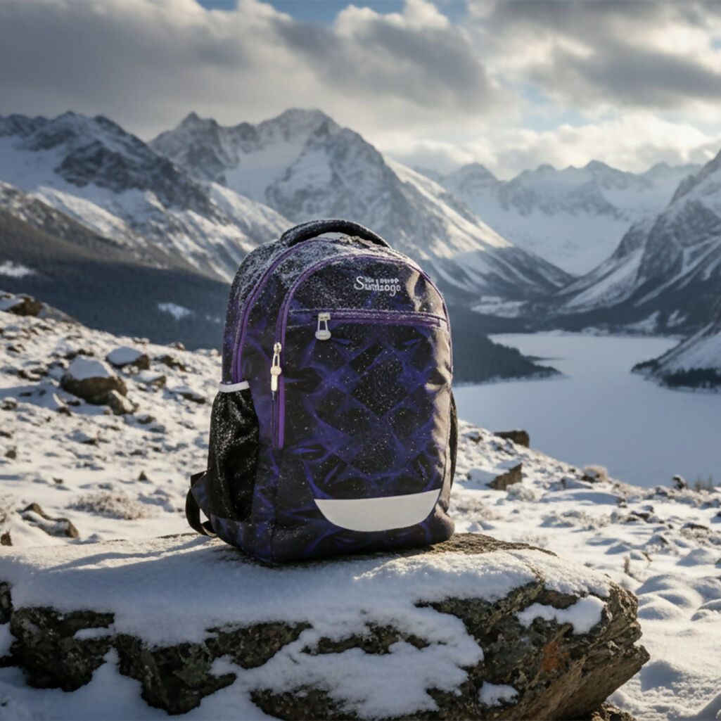 Side pocket and water bottle holder on durable laptop backpack