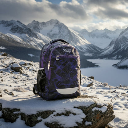 Side pocket and water bottle holder on durable laptop backpack