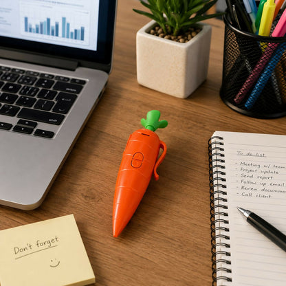 Child using carrot voice recording pen toy