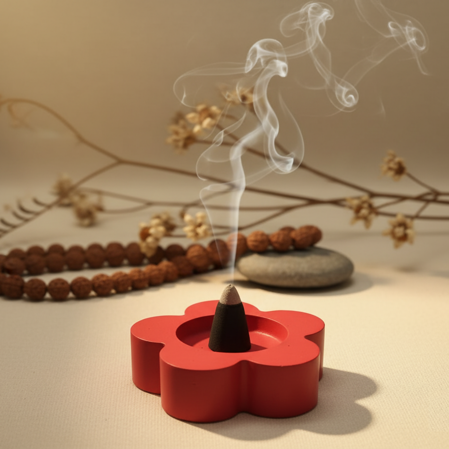 Flower Decorative Diya Multi-Purpose Tealight Candle Holder, Dhoop Cone Stand, Pooja Diya & Mini Planter (Red, Rose Gold, Metallic Pink)