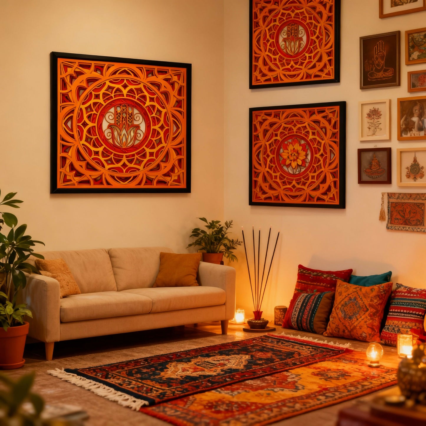 Handcrafted Wooden Mandala Palm Wall Art – Multi-Layer Decorative Frame | Indian Traditional Design | Premium Home Decor Gift for Living Room, Bedroom, Office