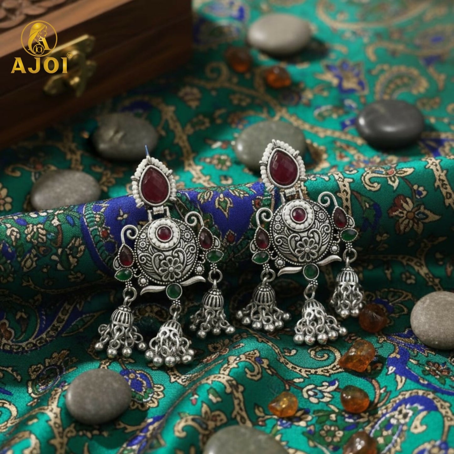 Premium Ethnic Ruby Chandbali Designer Earrings