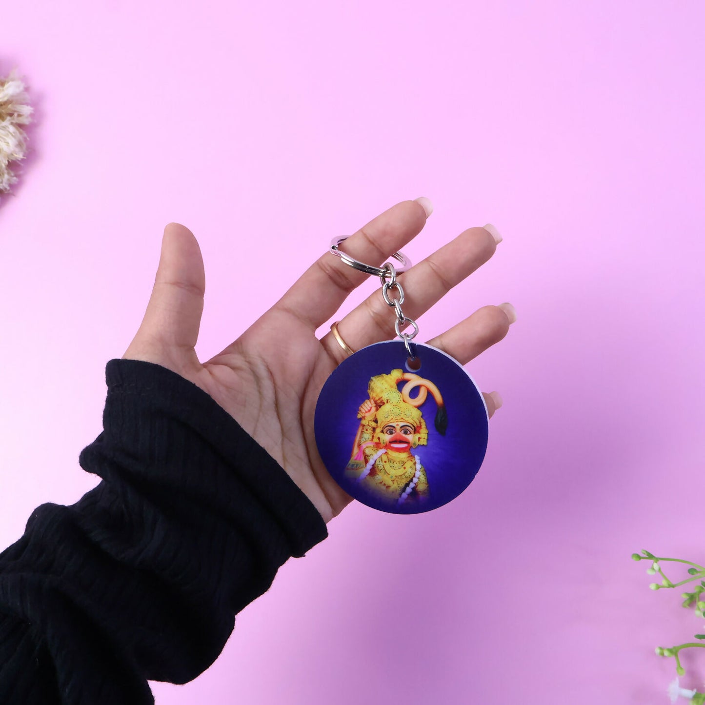 Hanuman Ji Printed Round Keychain – Durable, Vibrant & Lightweight Key Holder