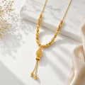 Traditional Gold Tone Beaded Mangalsutra Style Necklace for Women Ethnic Daily Wear Set