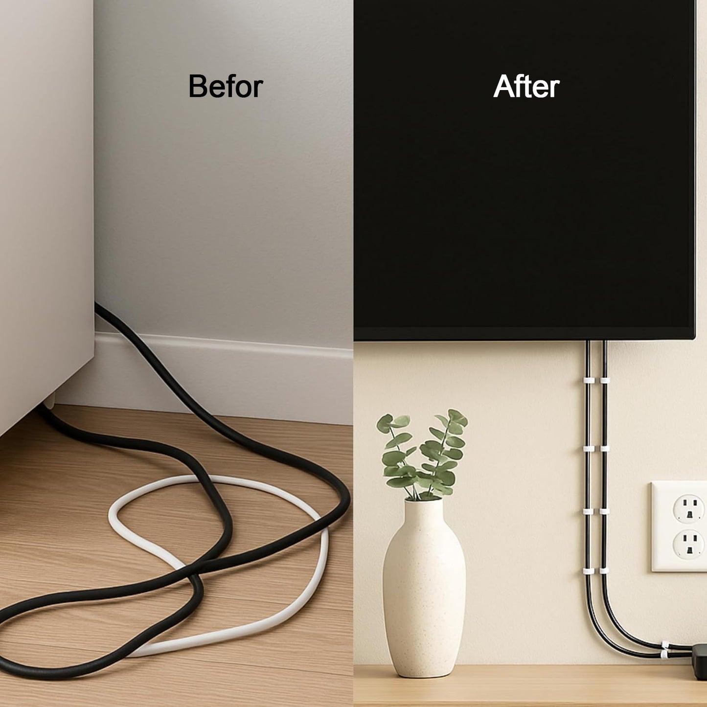 Premium Cable Management Nail Clips for Wire Organization (100 Pc / 6mm)