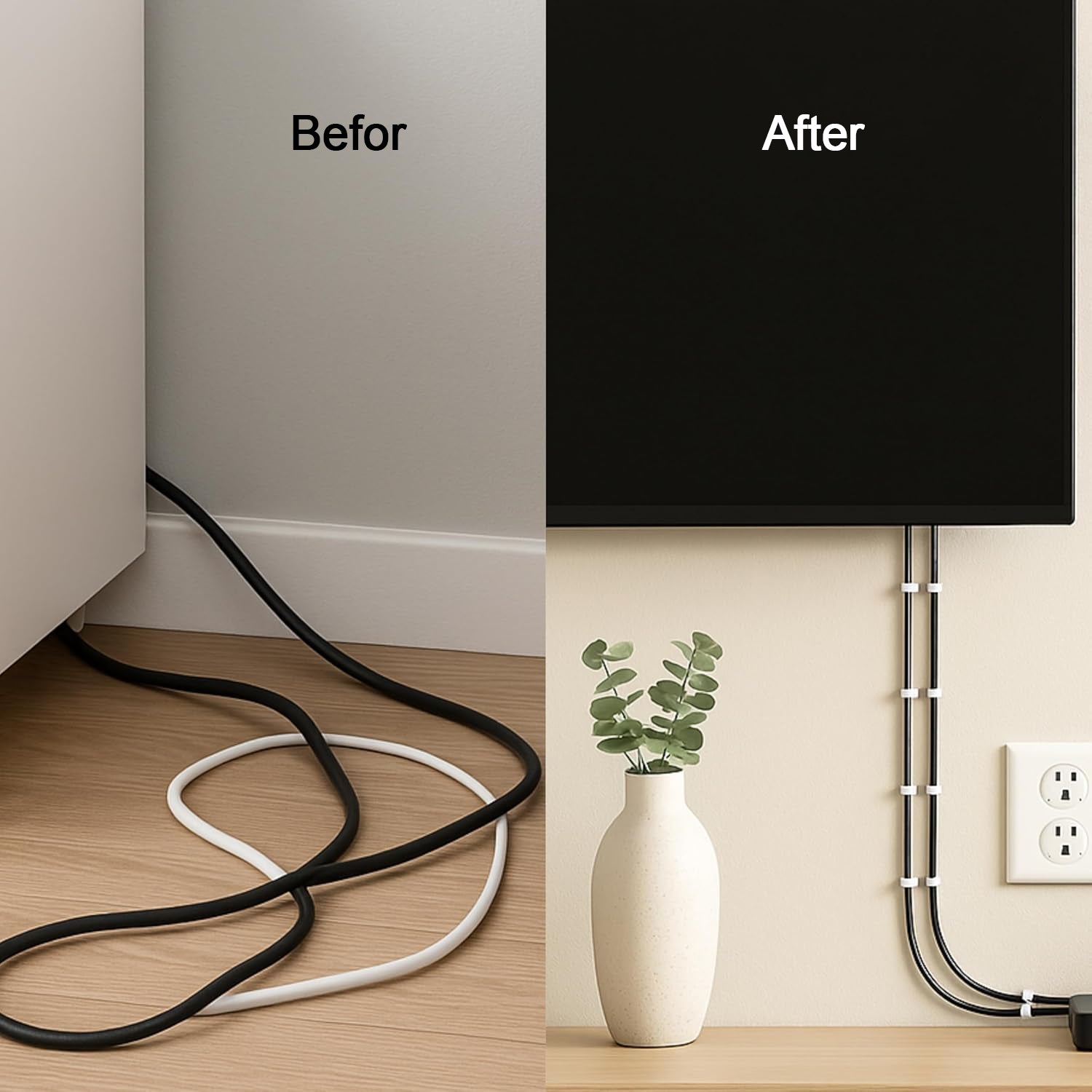 Premium Cable Management Nail Clips for Wire Organization (100 Pc / 6mm)