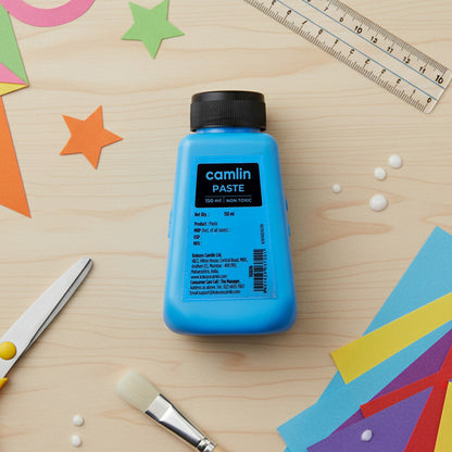 Camlin Paste 150 ml – Smooth Application Glue with Built-In Applicator Brush (Non-Toxic)