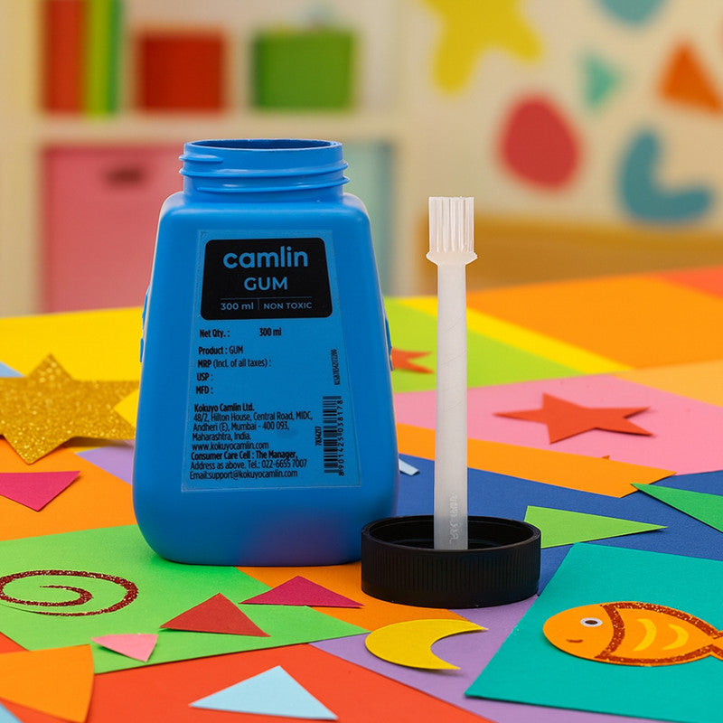Camlin Gum Adhesive 300 ml – Non-Toxic Glue with Brush Applicator for Paper & Craft Work