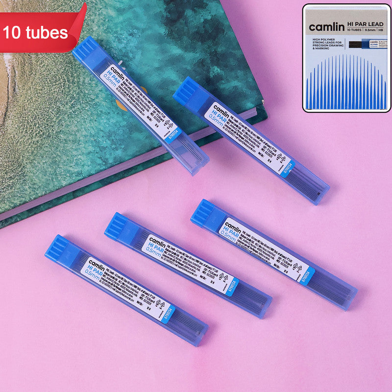 Camlin Hi-Par Leads 0.5 mm HB – High Polymer Mechanical Pencil Leads (10 Tubes Pack)