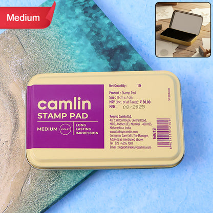 Camlin Medium Metal Stamp Pad – Violet Ink Stamp Pad for Clear & Long-Lasting Impressions