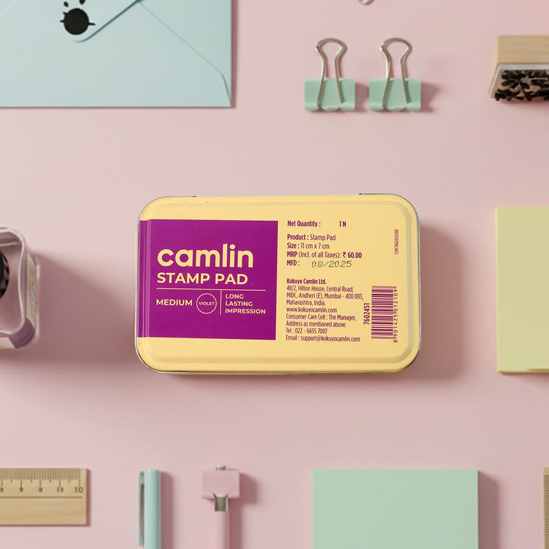 Camlin Medium Metal Stamp Pad – Violet Ink Stamp Pad for Clear & Long-Lasting Impressions